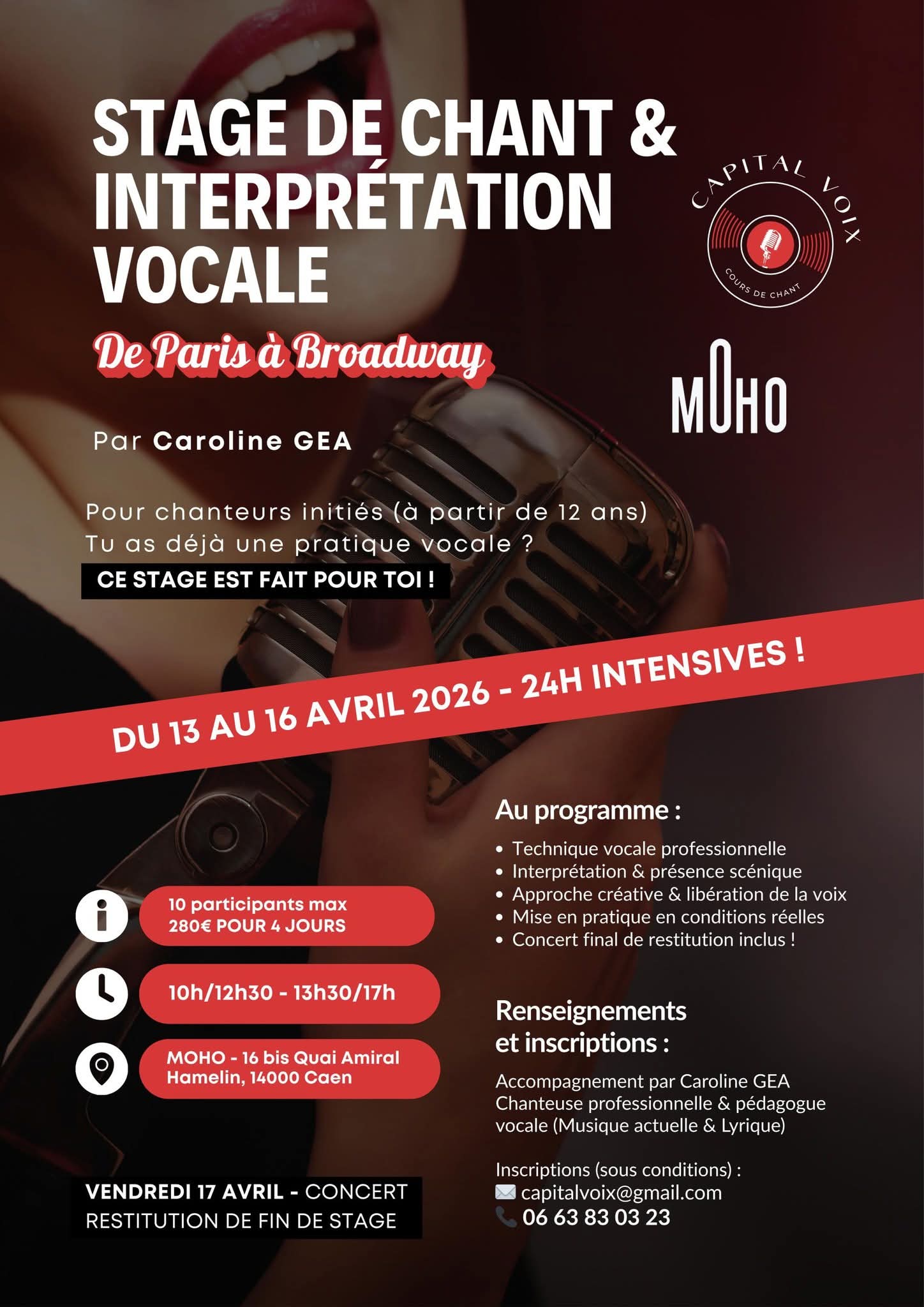 stage de chant de Paris à Broadway par Capital Voix stage de chant de Paris à Broadway par Capital Voix MOHO Caen